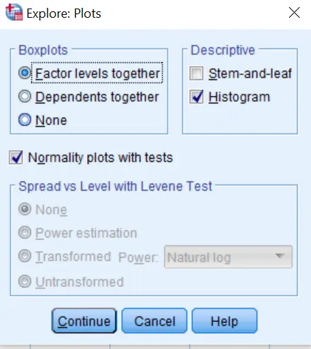 Normality test using spss