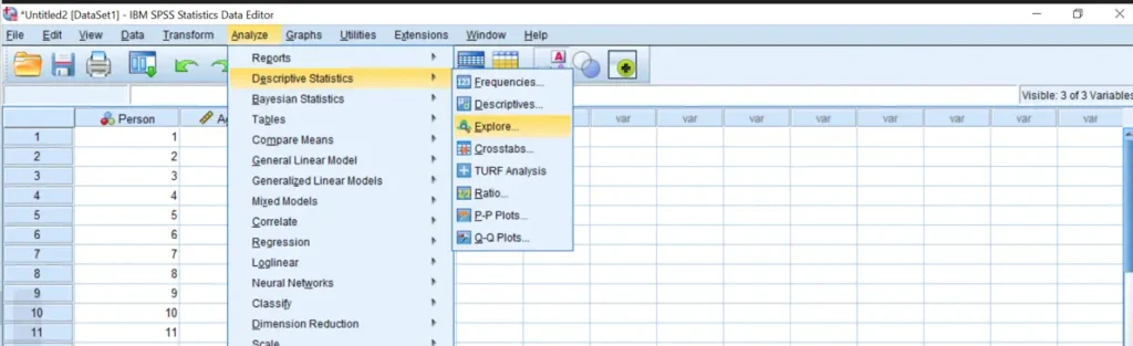 Step-1 Performing Normality test in spss