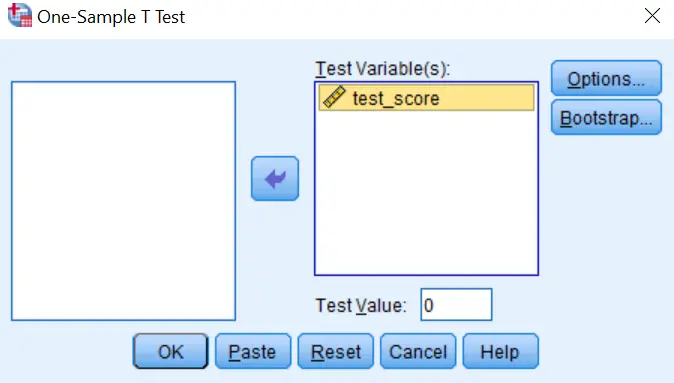 one-sample t-test in spss