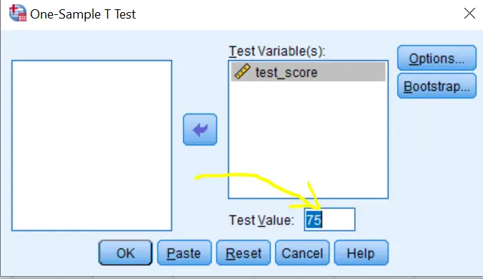 how to run one sample t test in spss