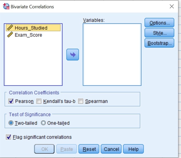 How to perform pearson's correlation in spss