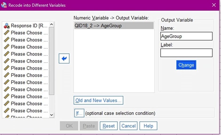 Recoding into different variables in spss