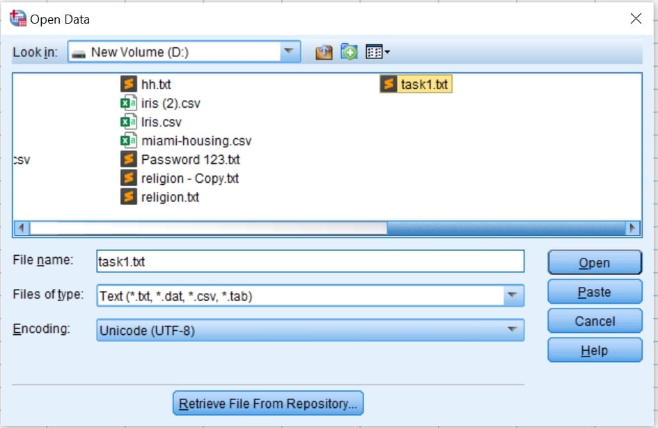 Locate the Data from the Computer and Click on It -  importing data into spss