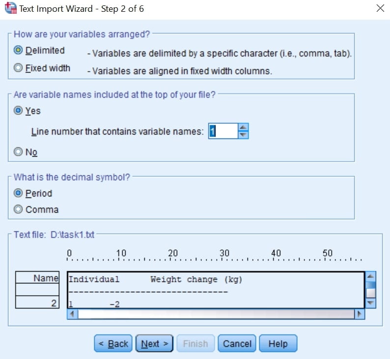 Click NEXT and Ensure You Choose the Correct Decimal Symbol -  importing data into spss